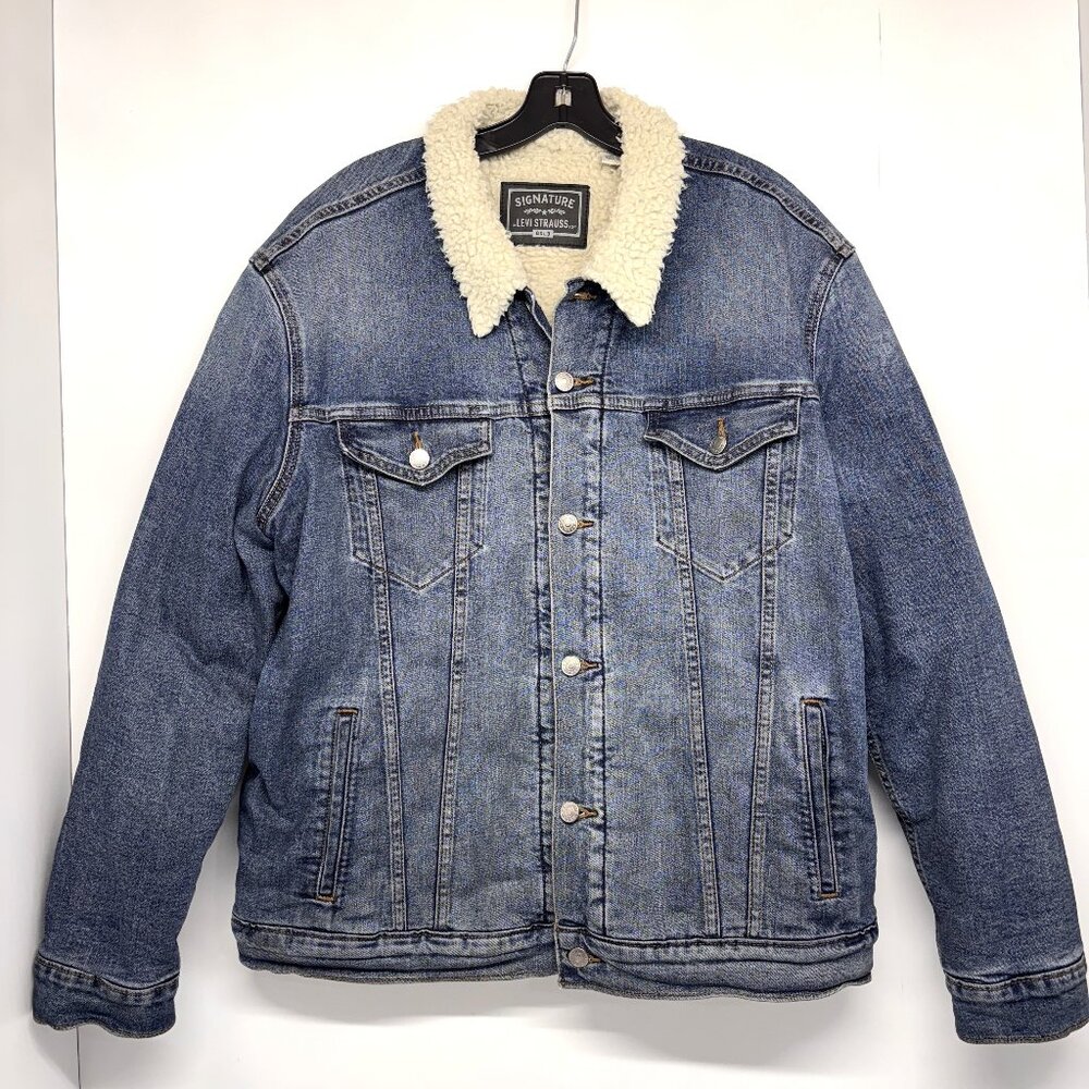 Levi Strauss Signature Gold Men’s Jean Jacket with Fleece Lining Size Medium